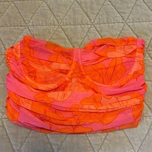 Zara orange and pink strapless crop top - Size S